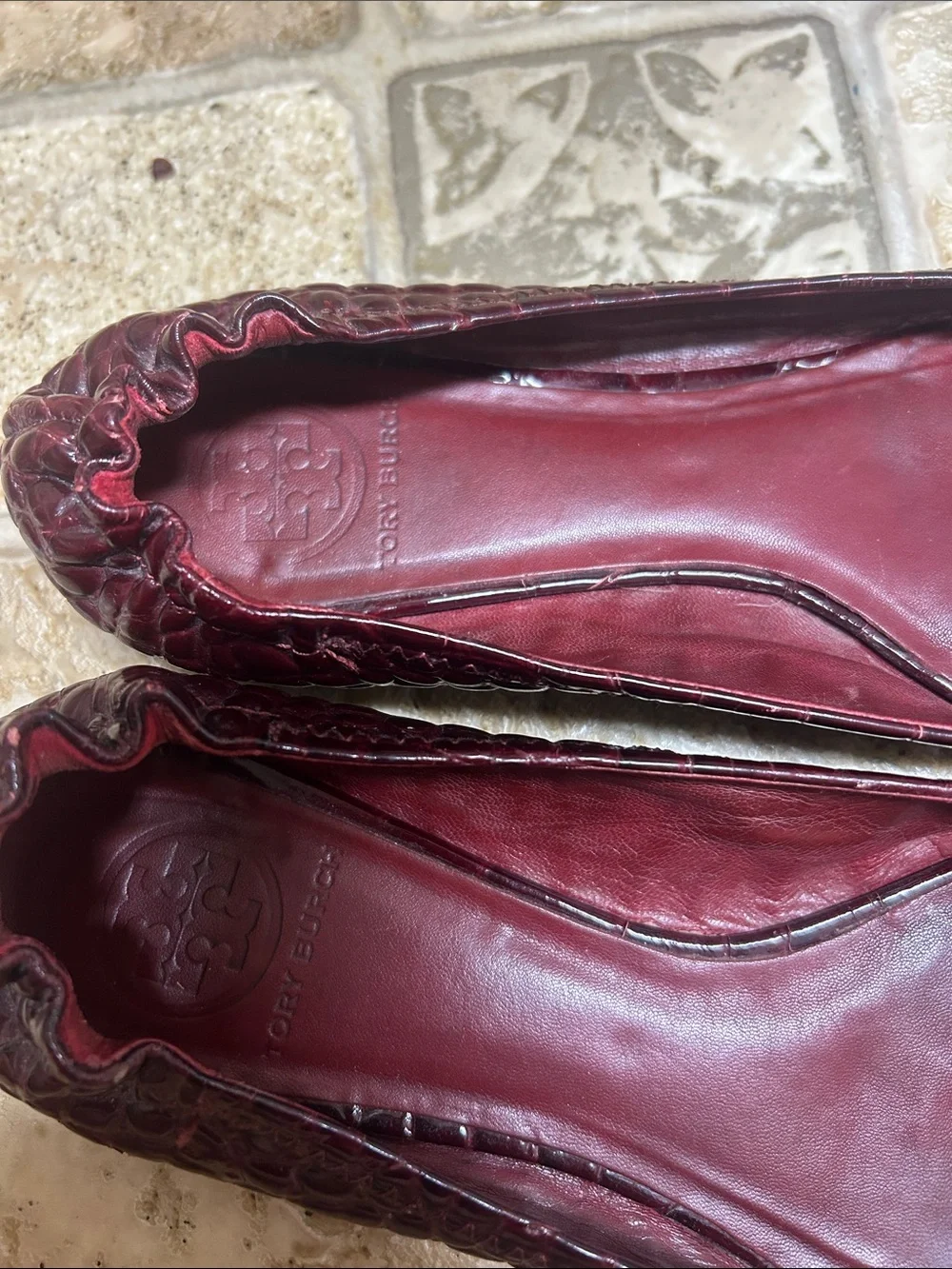 Tory Reva Crocodile Embossed Ballet Flats